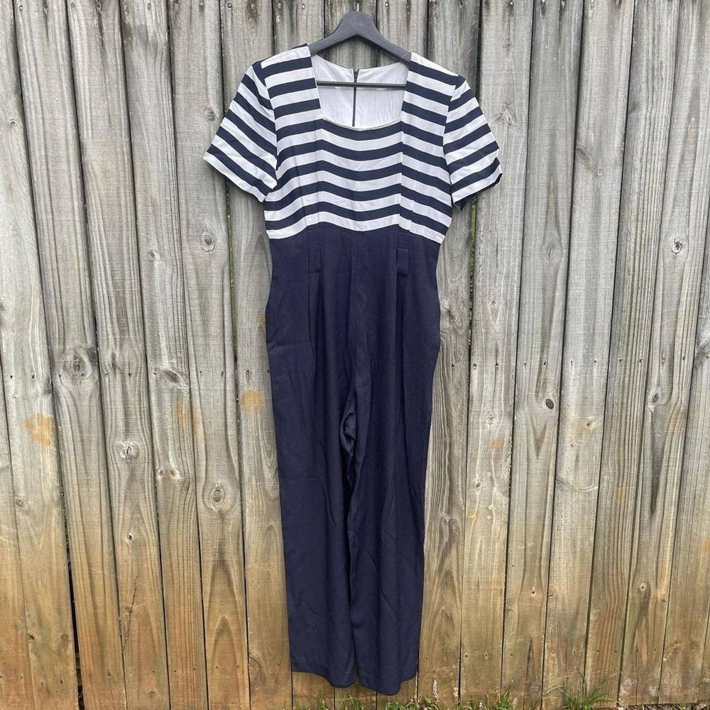 Vintage Striped Navy Jumpsuit