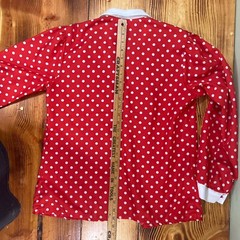 Vintage Hudson’s Blouse Red With White Polka dots Bow Collar Long Sleeve Shirt