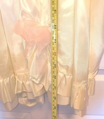 ​Vintage 2005 Handmade Girls Cream Satin Flower Pageant Dress Pink Bows Sz 6/7