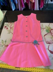 VTG Lexington 2 Jr Pink Drop Waist Pink Dress Sz 11 BW Check Buttons