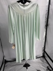 Vintage 70s Shadowline Aqua Mint Lace Robe Nightgown Size Large Sheer Dressing