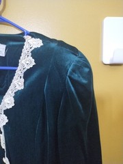 VTG 80s Miss Dorby 3/4 Slv Button Up Lace Velvet Top M Whimsygoth Cottage