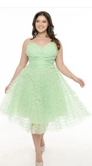 NWT Unique Vintage Plus Size 1950s Mint Glitter Tulle Cupcake Swing Dress 2X