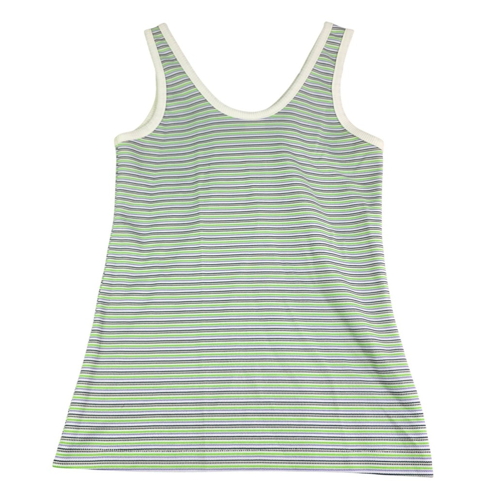 Vintage Striped Knit Ribbed Tank Top Womens Small Green Purple Retro Hippie 70s