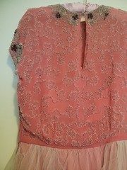 Vintage 40s 50s EXQUISITE Beaded Tulle Evening Dress Needs TLC
