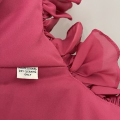 Vintage Victor Costa Pink Maxi Dress Size 10 Long Sleeve Formal Ruffle Sweeping