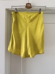 1930s Silk Satin Tap Shorts Electric Yellow Lace Appliqué Pearl Button