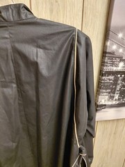 Vintage Coat Famous Trigere Swing Coat 12 All Weather Black With Waist Tie
