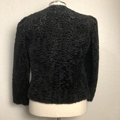 Act III Jacket Womens S Black Curly Faux Parisian Lamb Fur Open Front