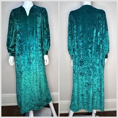 Vtg 1980s 1990s Green Crush Velvet Robe 80s 90s Day In Day Out Sears Loungewear
