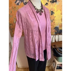 The Paragon Vintage Dusty Pink Cotton Twin Set Burn Out Floral Topper/Tank M