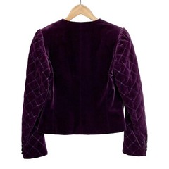 Royal Purple Velvet Blazer Blouse Quilted Sleeves Jewel Buttons Jaeger UK 8 US 4
