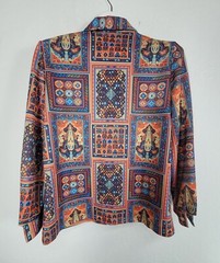 70s Vintage NPC Fashions Womens Multicolor Moorish Paisley Button Down Shirt Top