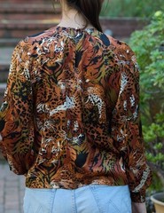 Vtg Jerri Sherman 100% Silk 8 Top Blouse