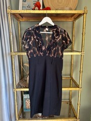 Y2K Vintage Dress Leopard Print Wiggle Office Siren Business Casual Large