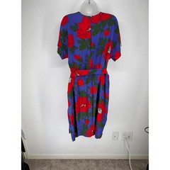 Vintage Silk Floral Poppy Wrap Dress Purple Petite 12 Resortwear Garden Party