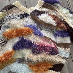 Vintage Patchwork Fur Sweater 80’s Women’s Small