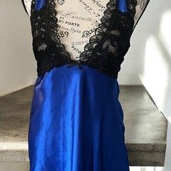 Intimate Attitudes Vintage Sexy Baby Doll Gown Royal Blue Lace Silky Women 1XL –