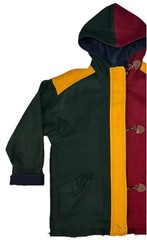 Vtg 80s New York Style Wool Blend Lobster Duffle Coat Jacket Sz 10 ColorBlock