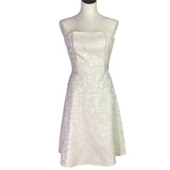 Scott McClintock 80s Cocktail Dress Womens 8P Ivory Paisley Strapless Vintage