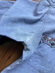 Vintage 70s Levi’s Denim Shirt Womens Large Blue Embroidered Floral Western