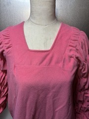 Vtg Shadow line Petite house Gown Dress Polyester Small Pink Puff Sleeve Long
