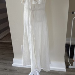 Vintage Dress Women Small Medium MIDI Floral Creamy White Cottage Edwardian Lace