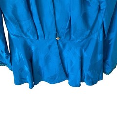 Vintage D’Ore Silk Sequin Beaded Women’s Blue Embellished Jacket size 14