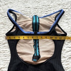 90’s Vintage Speedo Front Zip One Piece Swimsuit Size 10 Black Blue Colorblock