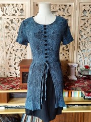 Vintage 1990s Rose All That Jazz Ruched Layered Navy Monochrome Mini Dress
