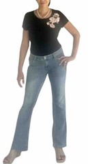 Vintage 90s Y2K Route 66 Low Rise Flare Jeans Blue Denim Stretch 12 Curvy Fit