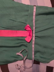 Vintage Green Sheath Dress & Coat Set Linen? Lined Pink Ribbon Rhinestone FLAW
