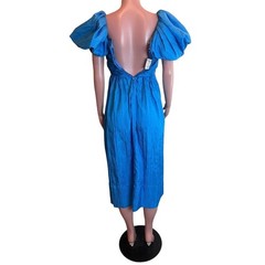Vintage Alyce Designs Prom Dress Womens XS Blue Puff Sleeve Cocktail Retro Glam