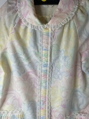 Vintage Robe Dan Ellen Light Cotton House Coat Blend Snap Front Day Dress Robe M