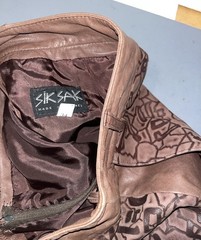Vtg 1980s SIKSAK Israel Embossed Hieroglyphs Brown Leather Pencil Maxi Skirt- 34
