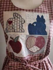 Vintage 60s 70s Patchwork Cottage Core Apron Jumper Maxi Dress