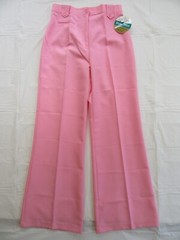 Vtg Ladies High Rise Pants 14 Pink Polyester Mom Trousers WideLeg Flat Front NOS