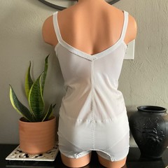 Vintage All in One Girdle ShapeWear White Stretch Bodysuit Wire Free Girdle 38C