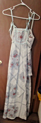 Vtg Tie Shoulder Maxi Dress Baby Blue Lace Trim Dainty Feminine Prairie Sz 11 VG