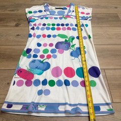 Vintage Leonard Paris Shift Dress Polka Dot Fruit Print Mod Retro Dopamine Dress