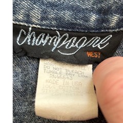 Champagne West Vintage 80s Acid Wash Denim Dress Star Waist Made in USA