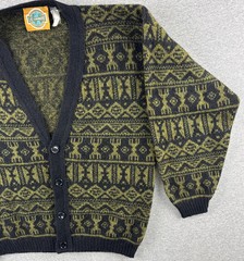 Vintage Cardigan Sweater Le Laureat Paris Early 80s Geometric Aztec Grandpa