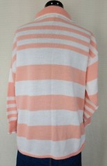 Vintage Hollywood & Vine Peach & White Striped Sweater Cardigan with Collar MED
