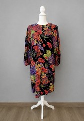 Vintage Pat Argent Petites Vibrant Floral Dolman Sleeve Shift Dress Sz 14 Large