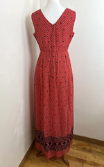 Vtg Mod Maxi Dress The Kollection Red/White Swiss Polka Dot See Measurements