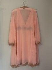 Vtg Emilio Pucci Formfit Rogers Pink Lace Nightgown Robe M medium Peignoir EUC