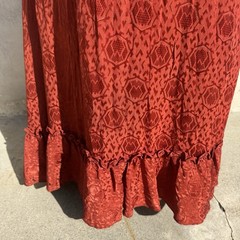 Vintage 1930s Red Deco Snakeskin Brocade Satin Rayon Dress Bonwit Teller Ruffle