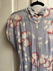 Vintage 1940s Dress 40s Purple Floral Button Front Dress