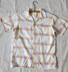Vintage 50s 60s Women’s All Cotton Woven Loop Collar Summer Button Up SM
