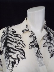 Vintage 1990s Yohji Yamamoto Wrap Kimono Robe Dress Medium Black Leaf Printed